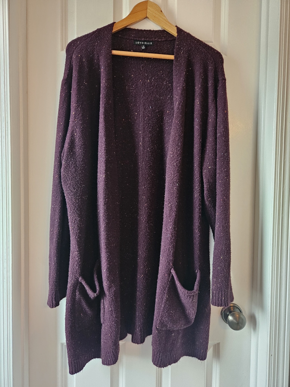 Stitch Fix Love Ellie Plum Cardigan Sweater With Confetti Speckles Size 2X